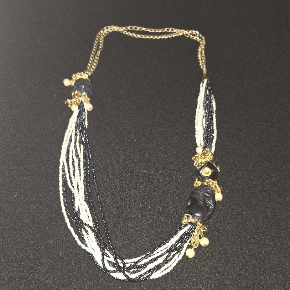 Elegant Black and Gold Beaded Necklace